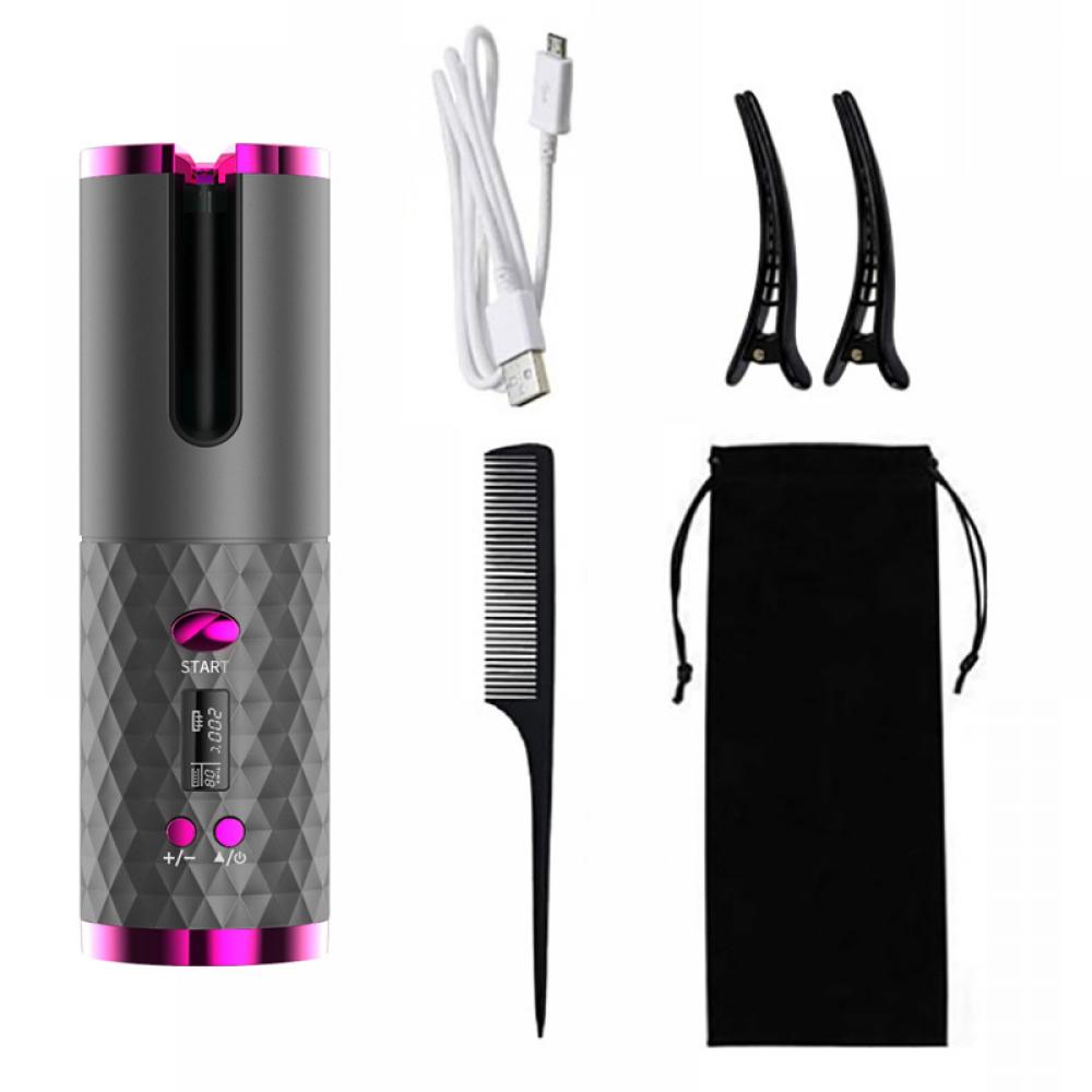 Automatic Wireless Hair Curler Cordless Rotating USB Rechargeable Curling Iron