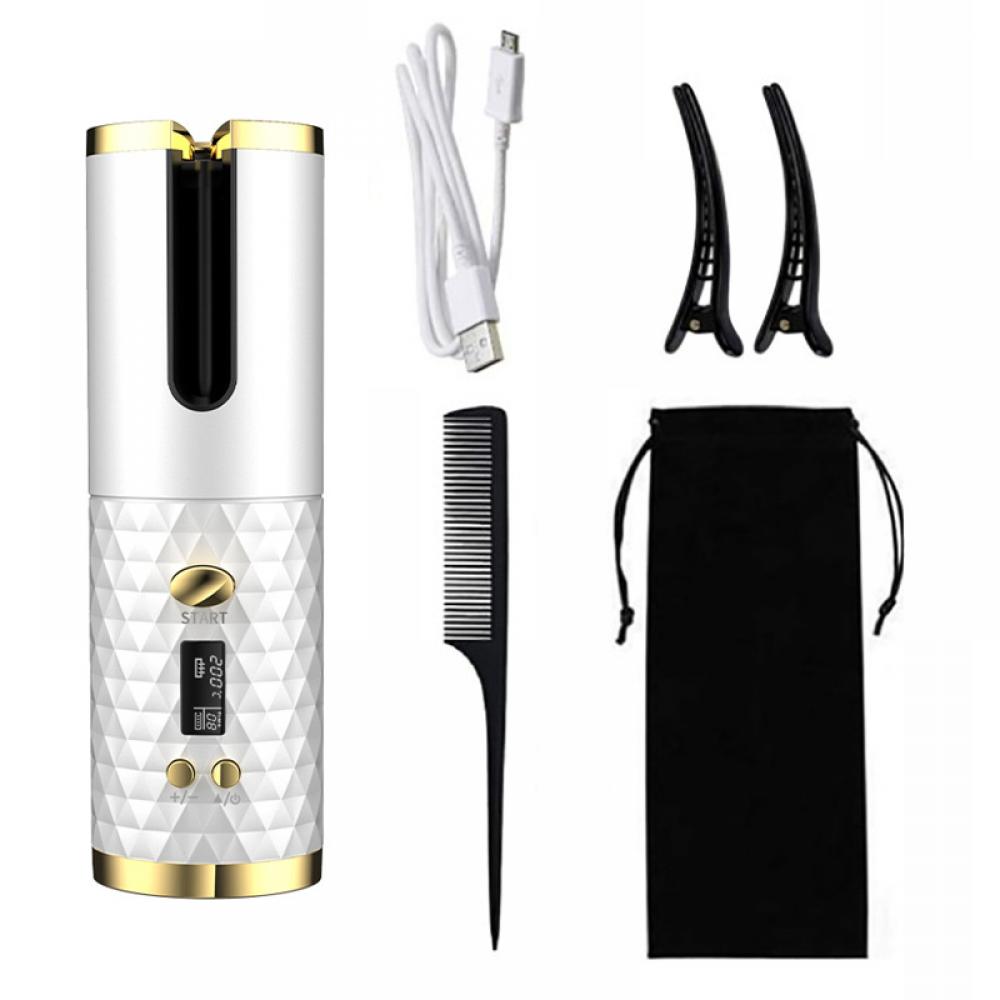Automatic Wireless Hair Curler Cordless Rotating USB Rechargeable Curling Iron