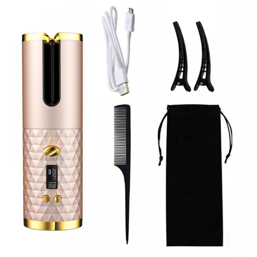 Automatic Wireless Hair Curler Cordless Rotating USB Rechargeable Curling Iron