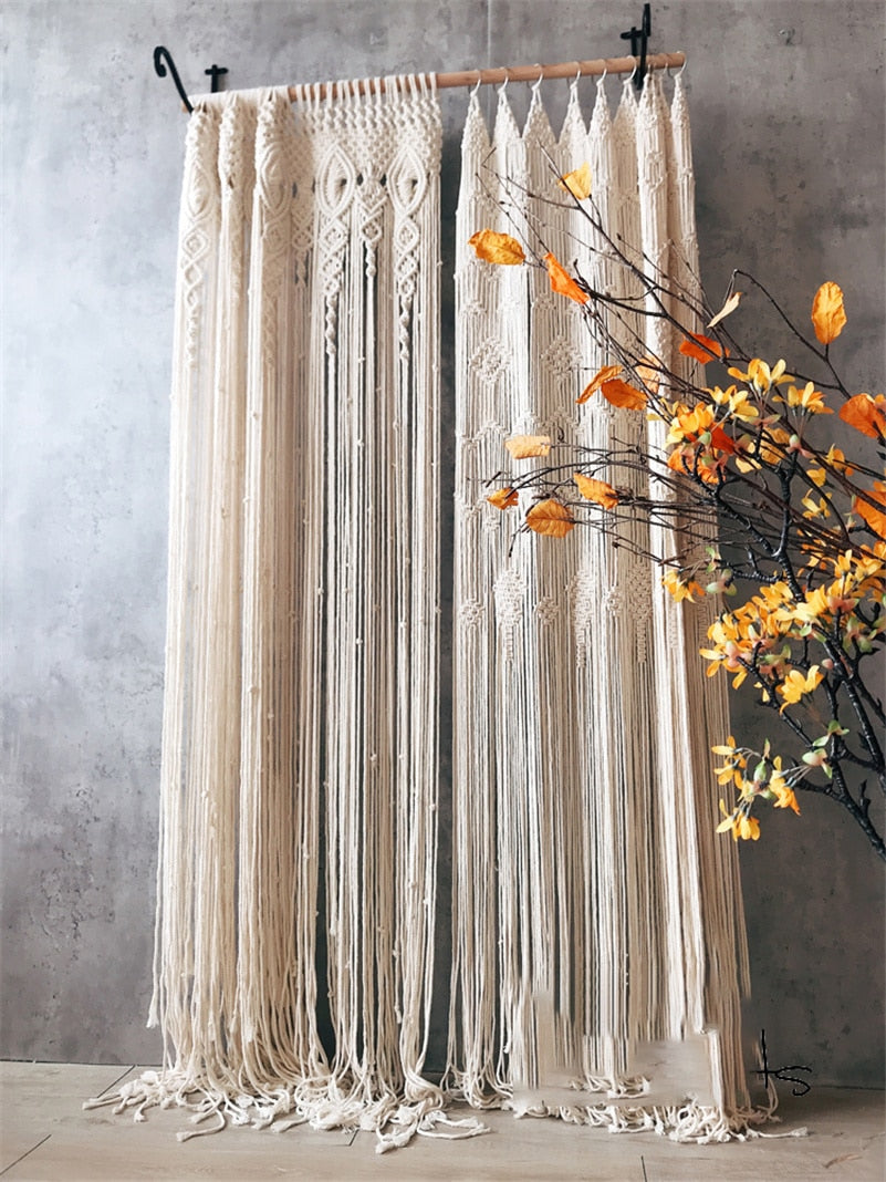 Hand-woven Macrame Cotton Door Curtain