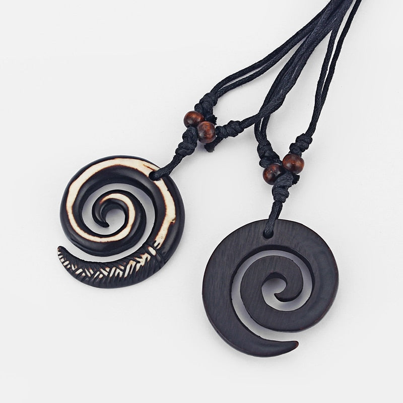 1pcs Resin Keltic Spiral Swirl Charms Pendants Necklace Adjustable