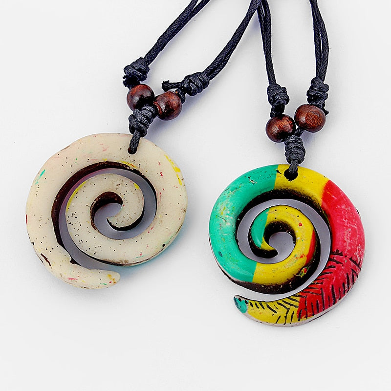 1pcs Resin Keltic Spiral Swirl Charms Pendants Necklace Adjustable