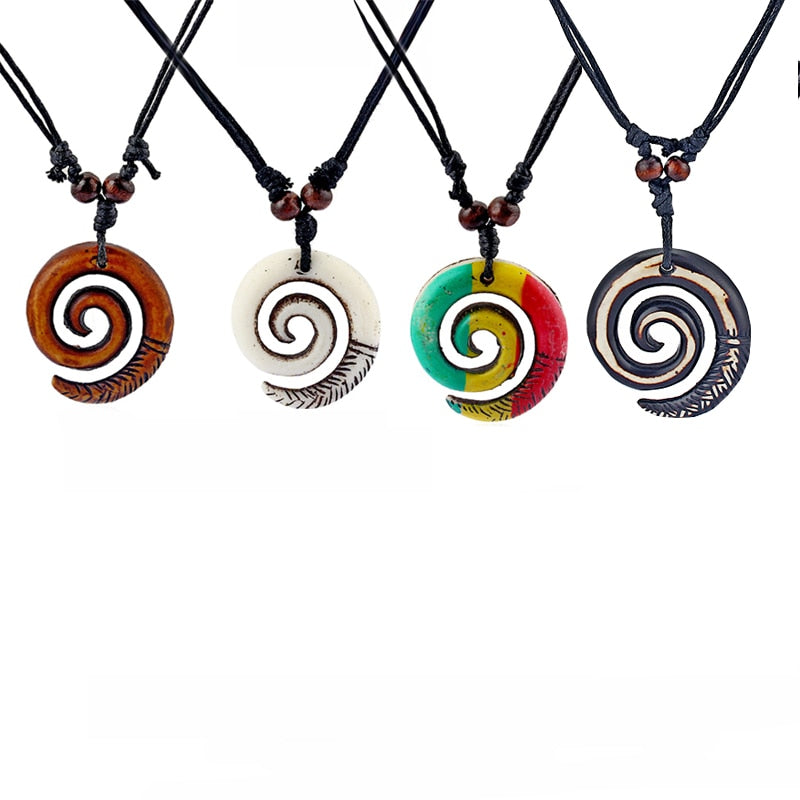 1pcs Resin Keltic Spiral Swirl Charms Pendants Necklace Adjustable