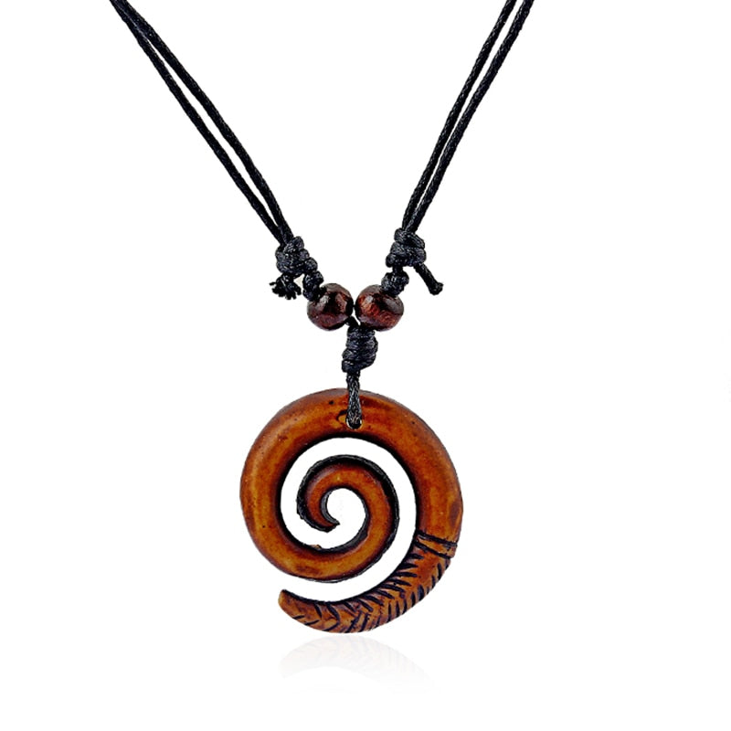 1pcs Resin Keltic Spiral Swirl Charms Pendants Necklace Adjustable