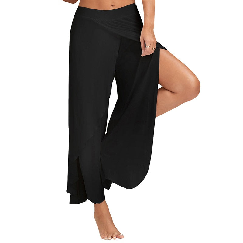 Women Wide Leg Pants Loose Fitness Yoga Split
