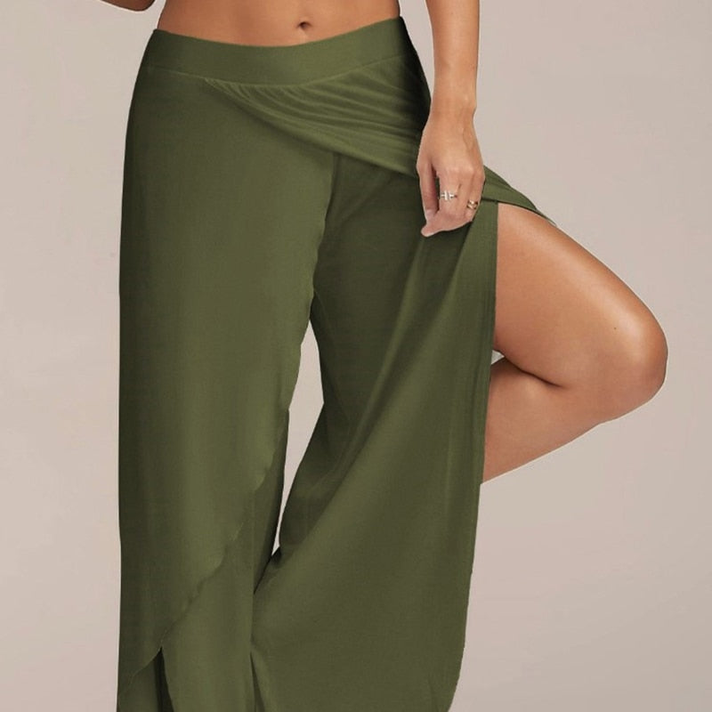 Women Wide Leg Pants Loose Fitness Yoga Split