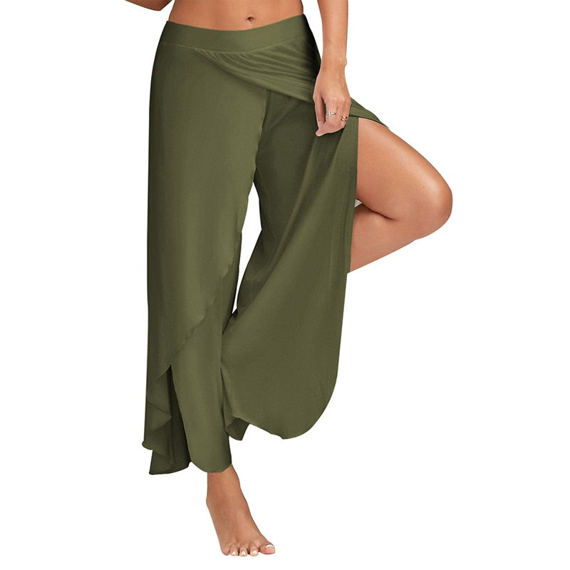 Women Wide Leg Pants Loose Fitness Yoga Split