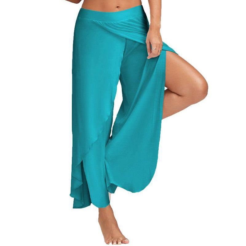 Women Wide Leg Pants Loose Fitness Yoga Split