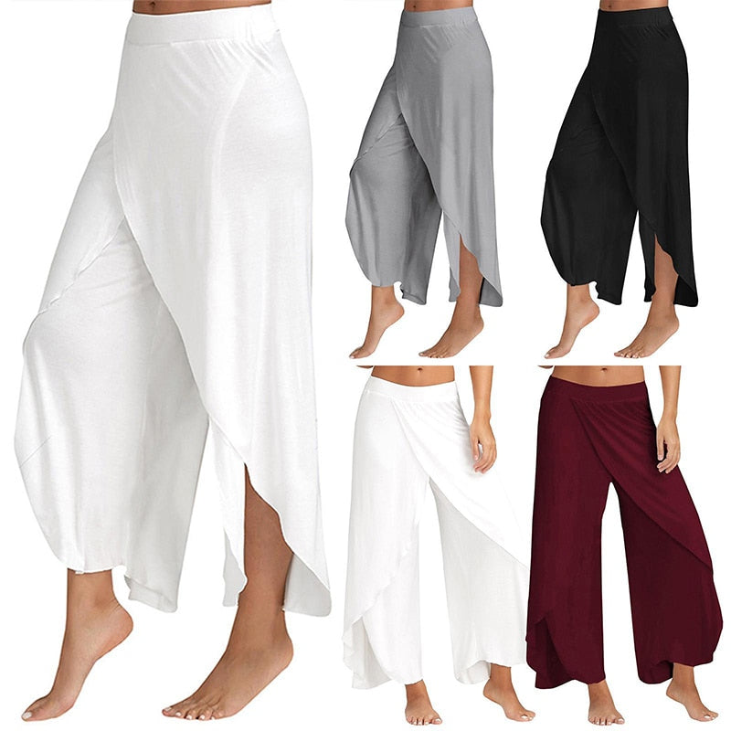 Women Wide Leg Pants Loose Fitness Yoga Split