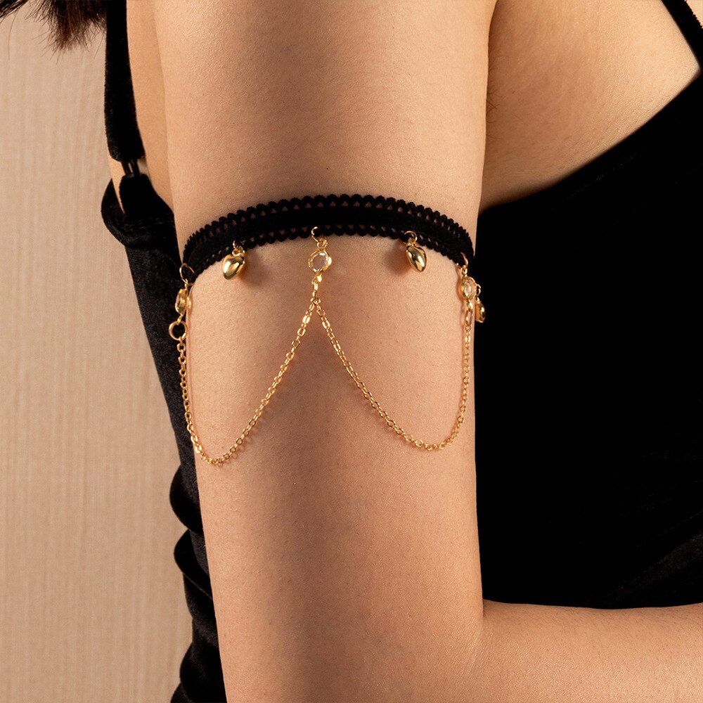 Bohemian Butterfly Heart Pearl Charm Upper Bracelet Women Arm Chains