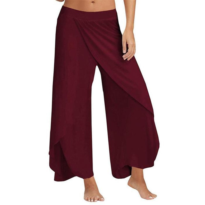 Women Wide Leg Pants Loose Fitness Yoga Split