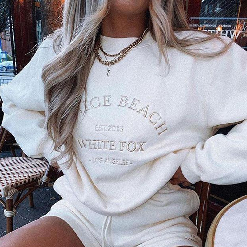Embroidery Letter Boho Oversized Sweatshirt