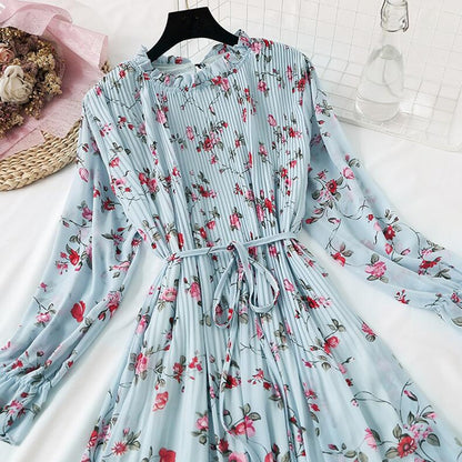 New Women Spring Print Dresses Long Sleeve