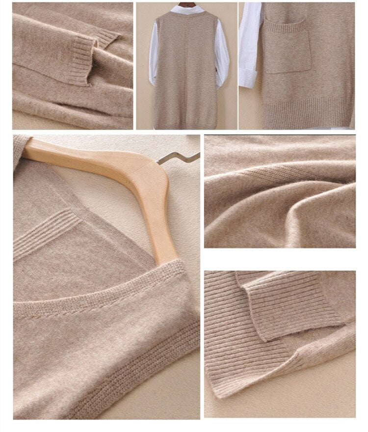 Spring Autumn Cashmere Knitted Vest