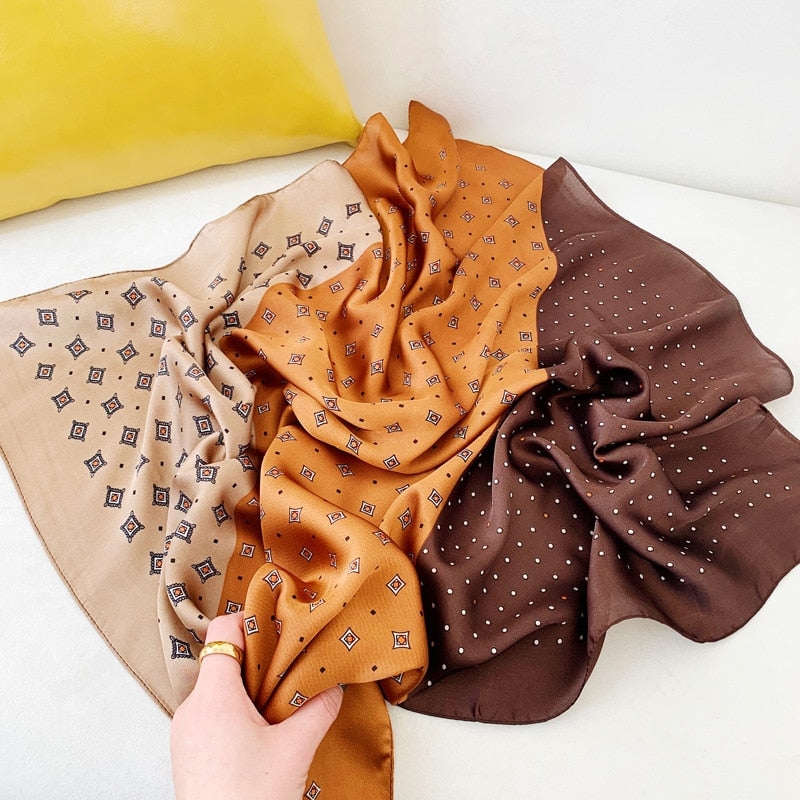 Small Shawl Silk Satin Hair Scarfs Female Square Headband Bandana Head Scarve