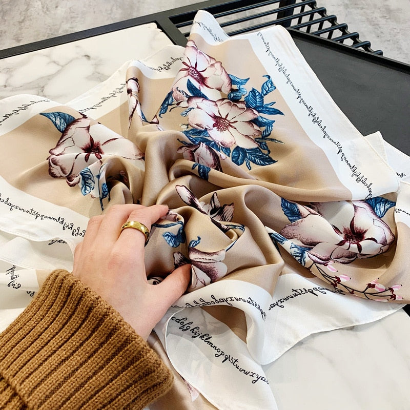 Small Shawl Silk Satin Hair Scarfs Female Square Headband Bandana Head Scarve