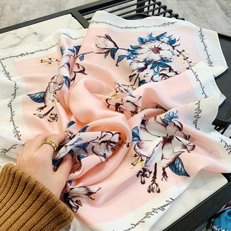 Small Shawl Silk Satin Hair Scarfs Female Square Headband Bandana Head Scarve