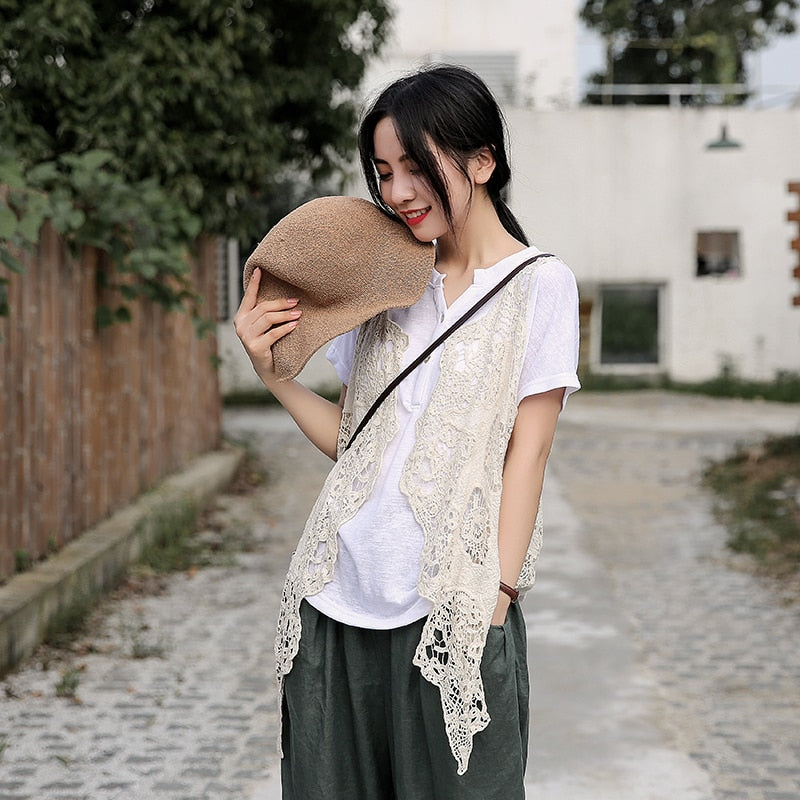 Hippie Froral Vest Retro Vintage Crochet