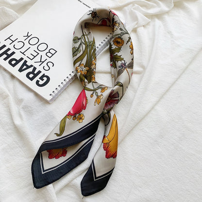 Small Shawl Silk Satin Hair Scarfs Female Square Headband Bandana Head Scarve