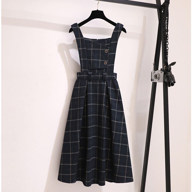 High Quality Fall Winter Women Sweater Overalls Dress