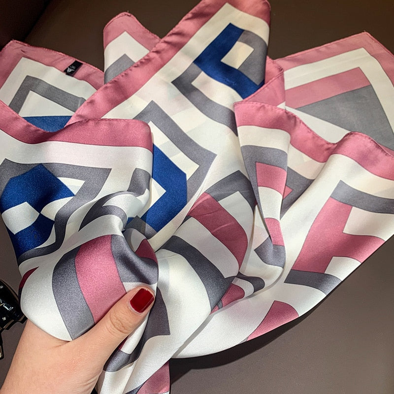 Small Shawl Silk Satin Hair Scarfs Female Square Headband Bandana Head Scarve