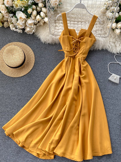 Summer V-neck Sexy Open Back Dress