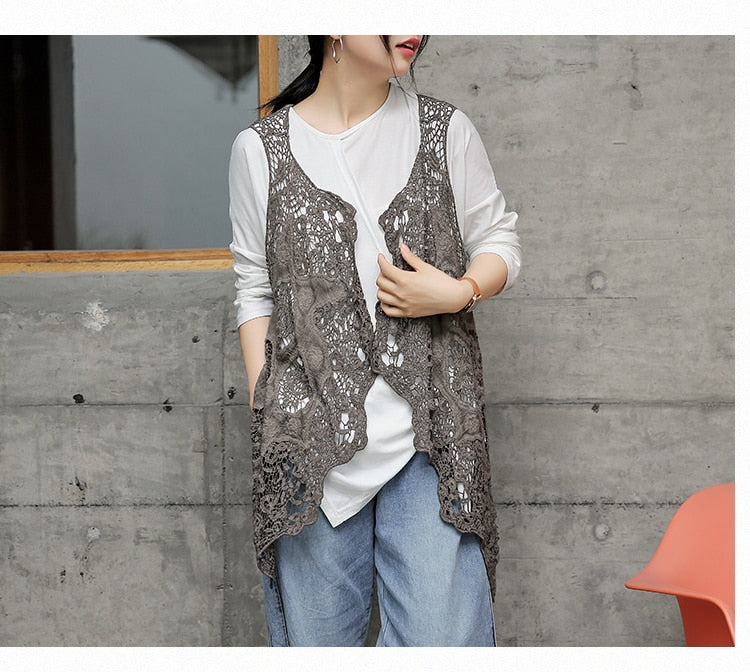 Hippie Froral Vest Retro Vintage Crochet