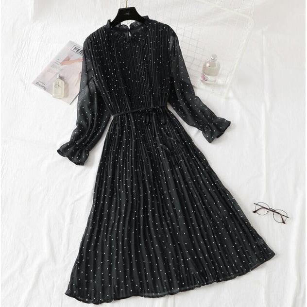 New Women Spring Print Dresses Long Sleeve