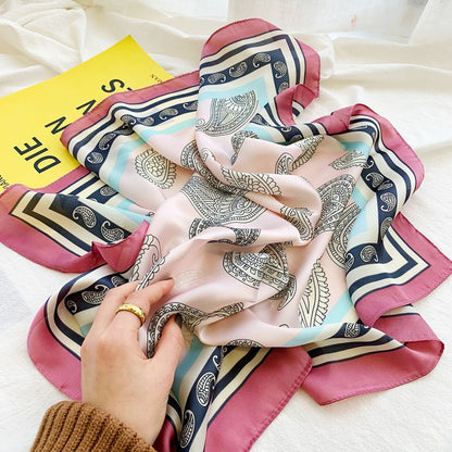 Small Shawl Silk Satin Hair Scarfs Female Square Headband Bandana Head Scarve