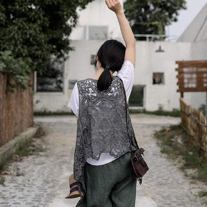 Hippie Froral Vest Retro Vintage Crochet