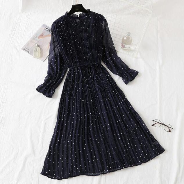 New Women Spring Print Dresses Long Sleeve