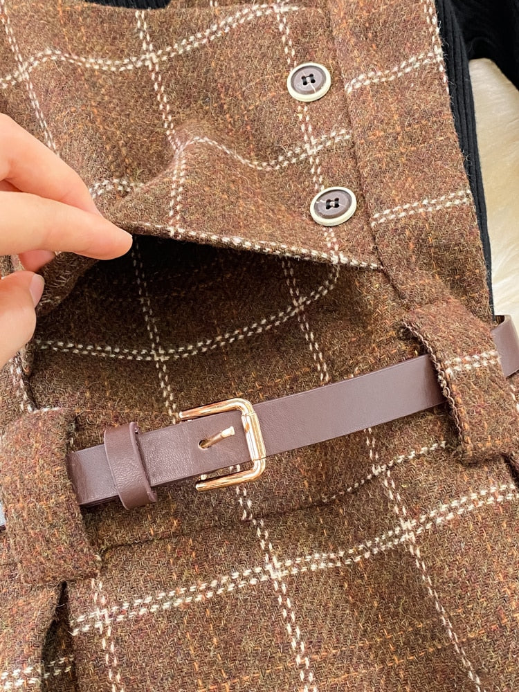 High Quality Fall Winter Women Sweater Overalls Dress