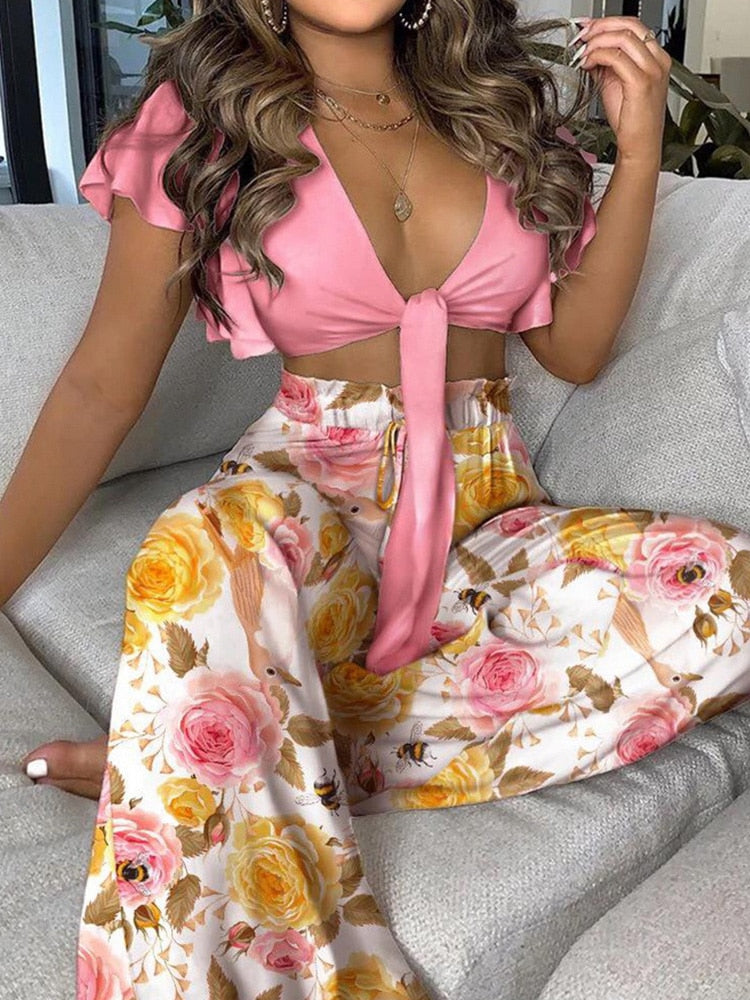 Print Elegant Fashion Two Piece Set Outfit