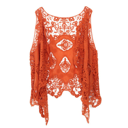 Hippie Froral Vest Retro Vintage Crochet