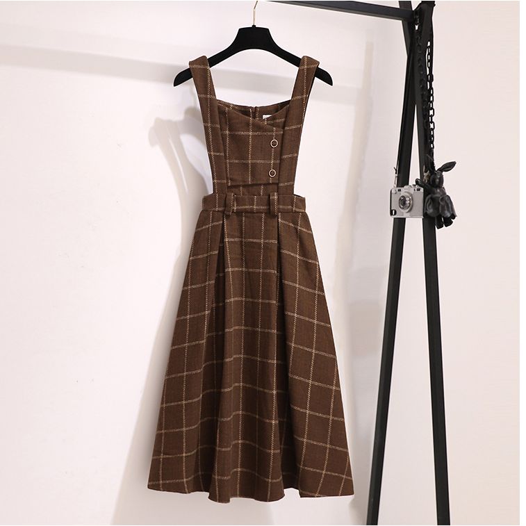 High Quality Fall Winter Women Sweater Overalls Dress