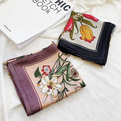 Small Shawl Silk Satin Hair Scarfs Female Square Headband Bandana Head Scarve