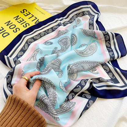 Small Shawl Silk Satin Hair Scarfs Female Square Headband Bandana Head Scarve