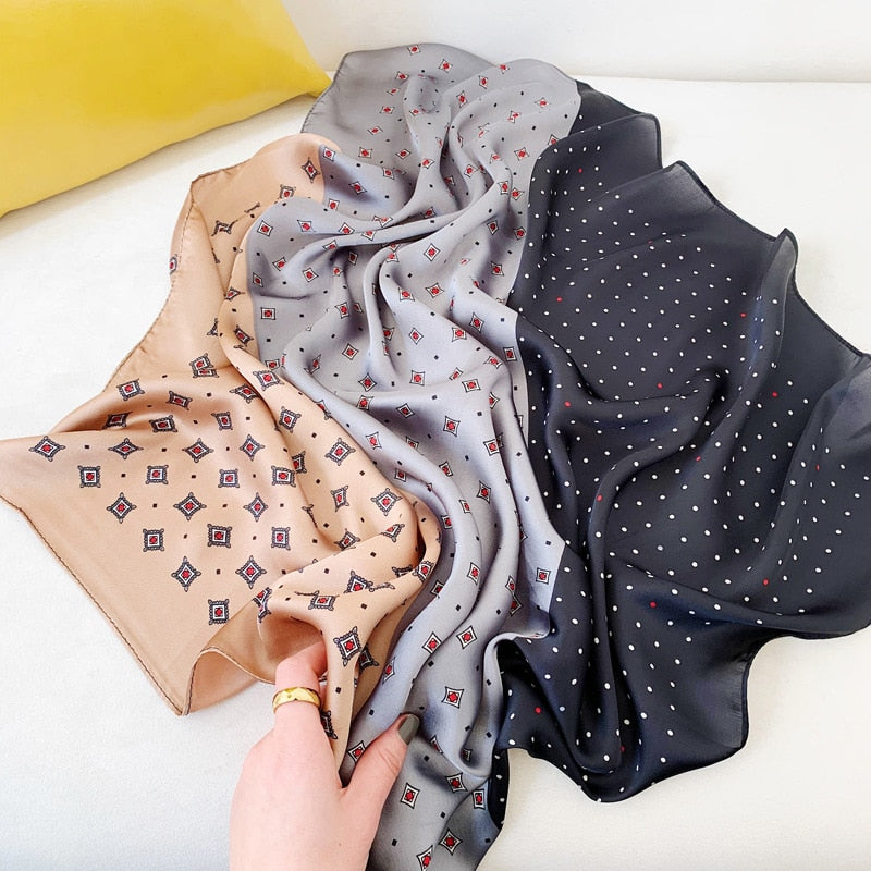 Small Shawl Silk Satin Hair Scarfs Female Square Headband Bandana Head Scarve