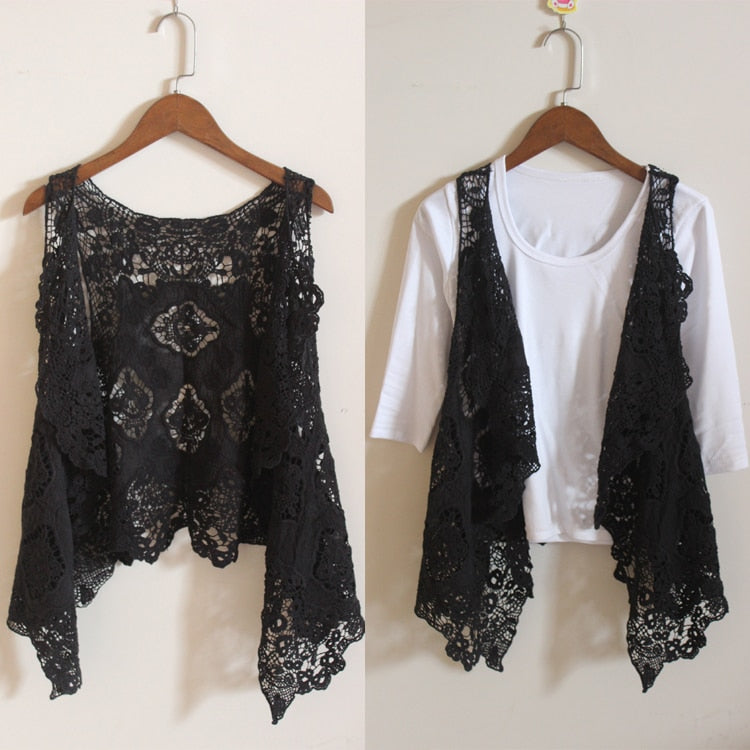 Hippie Froral Vest Retro Vintage Crochet