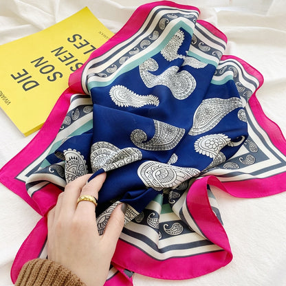 Small Shawl Silk Satin Hair Scarfs Female Square Headband Bandana Head Scarve