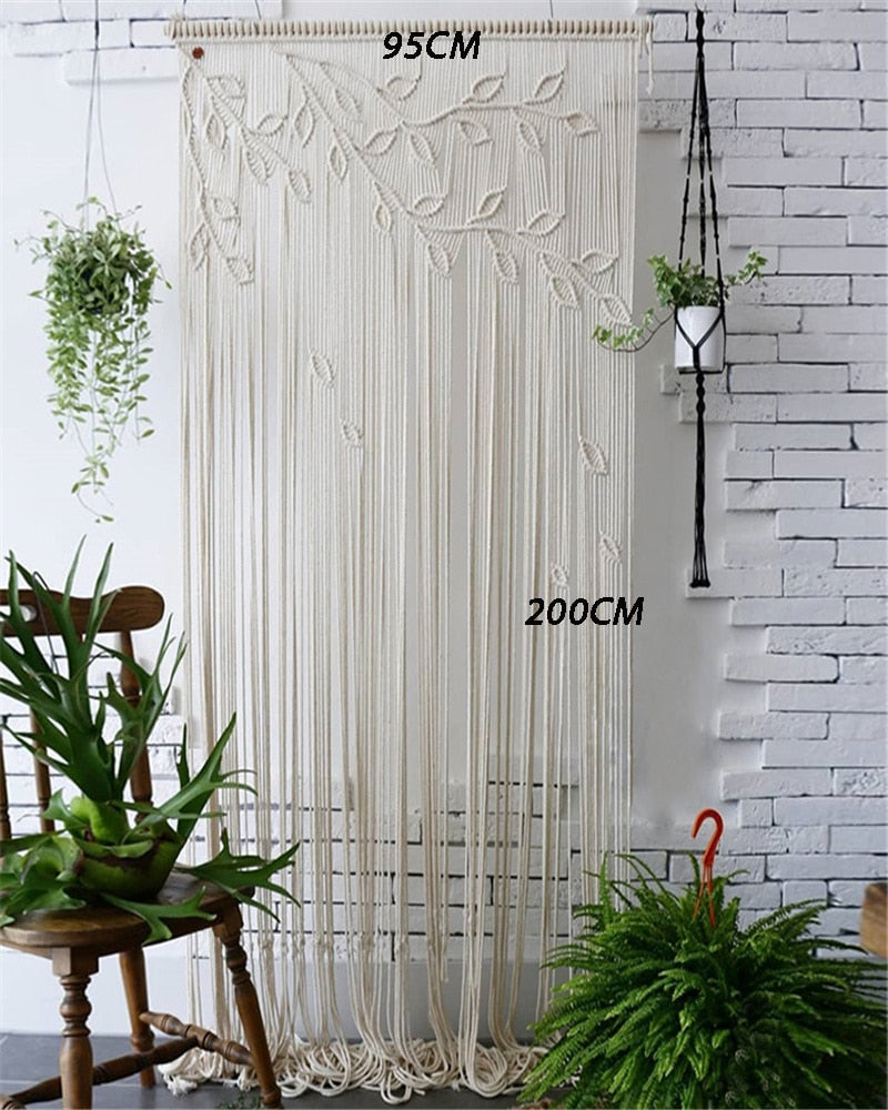 Hand-woven Macrame Cotton Door Curtain