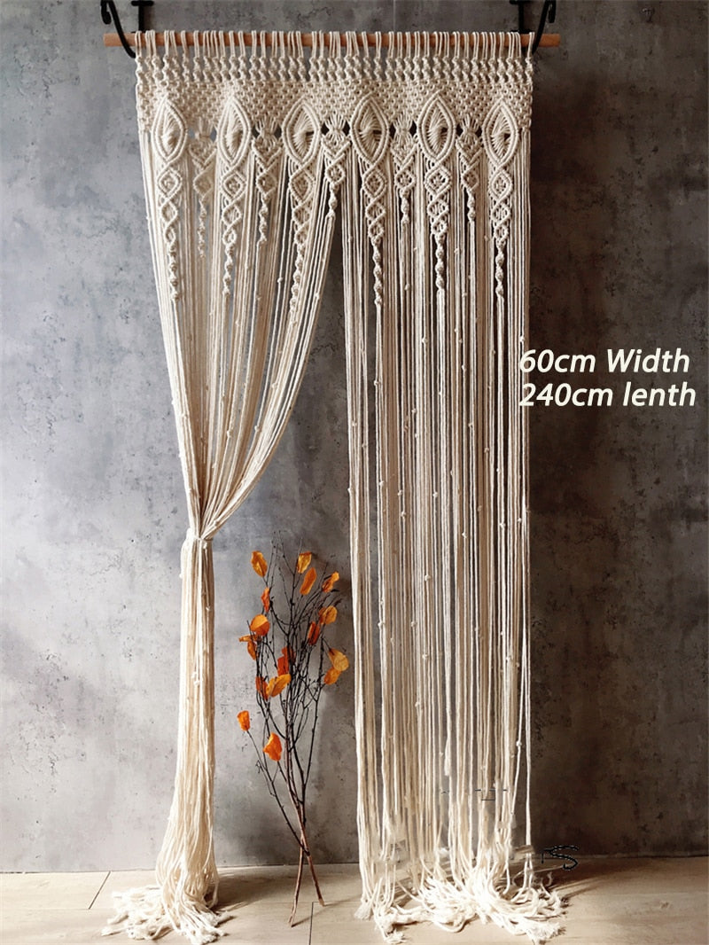Hand-woven Macrame Cotton Door Curtain