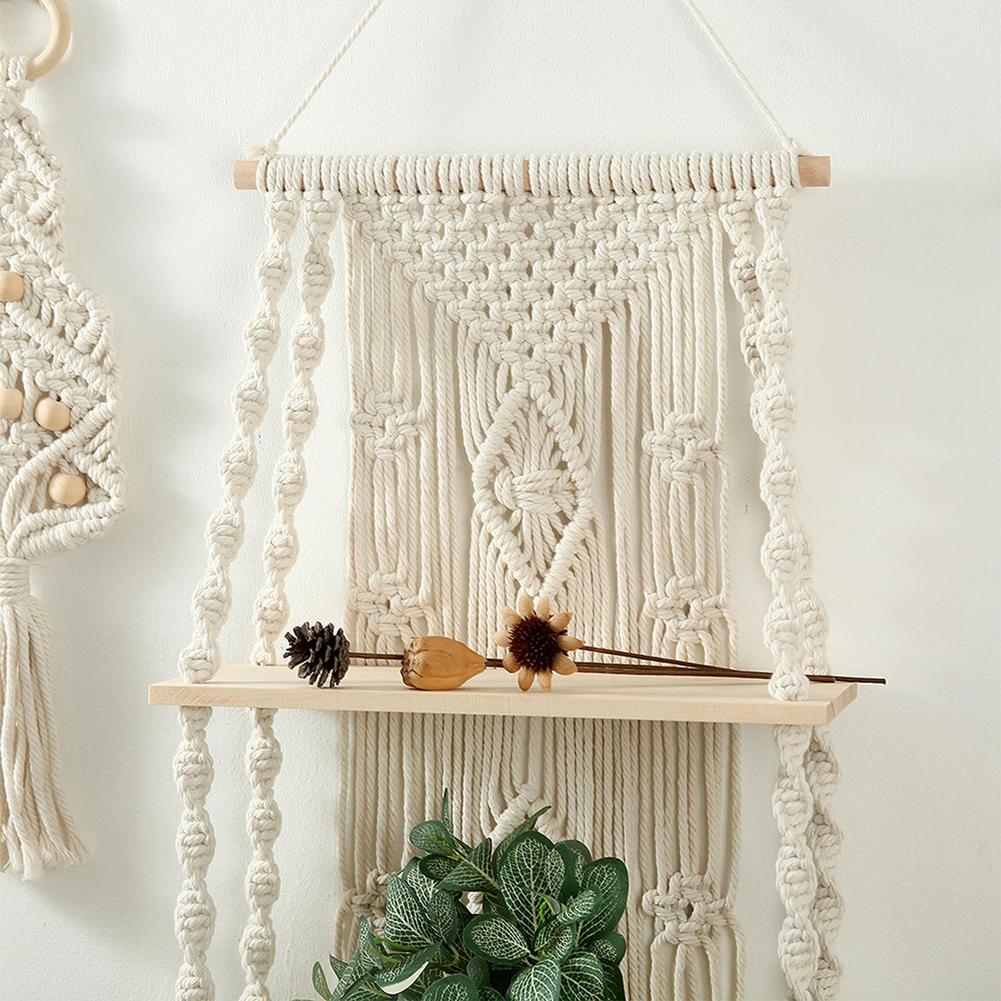 Macrame Shelf 2 Tier Wall-mounted Boho