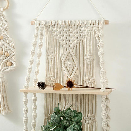 Macrame Shelf 2 Tier Wall-mounted Boho