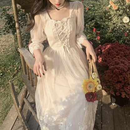 Spring Lace Sweet Elegant Dress Women