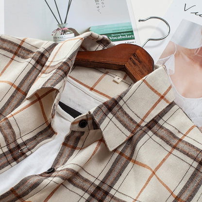 Plaid Shirts Womens Blouses Long Sleeve Lady Checked Tops Loose Female Outwear Casual Clothes Spring Autumn News 2022