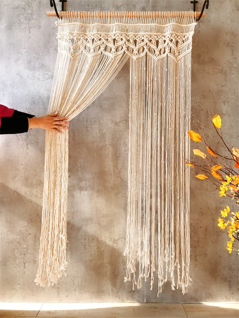Hand-woven Macrame Cotton Door Curtain
