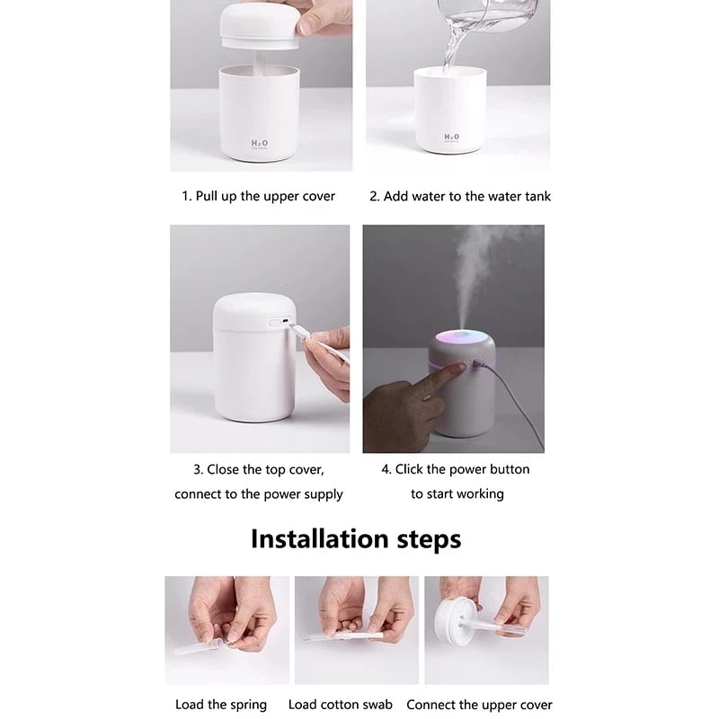 Portable 300ml Electric Air Humidifier Aroma Oil Diffuser