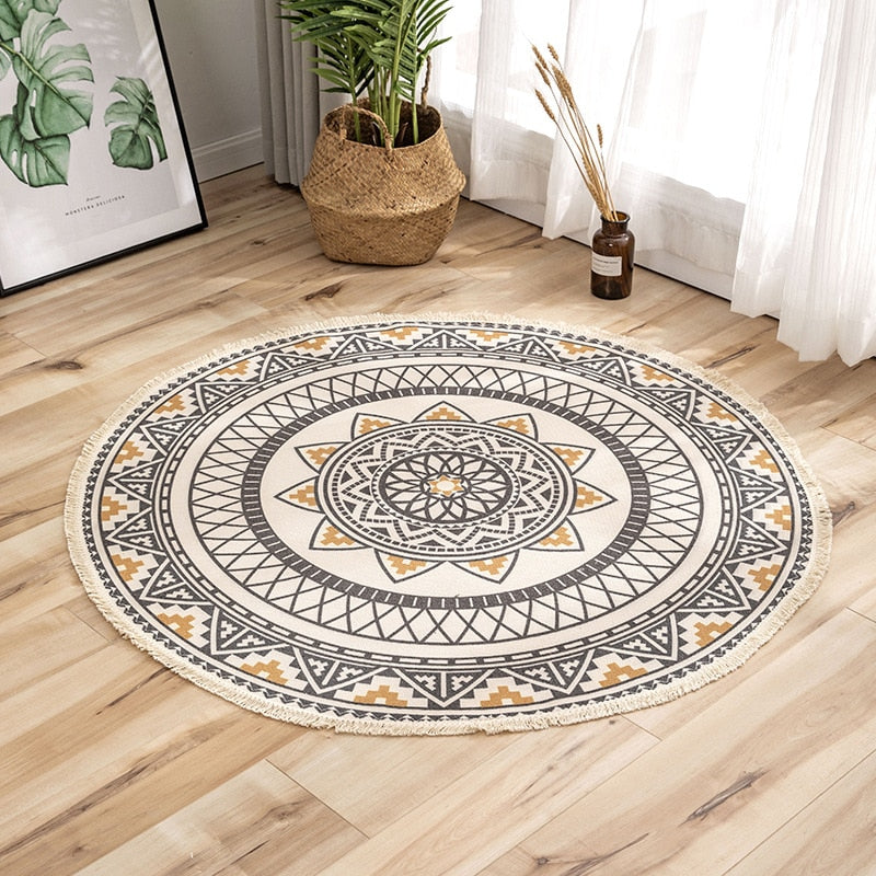 Boho Ethnic Style Rug Cotton Linen