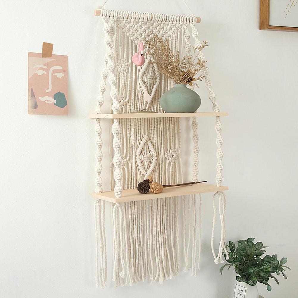 Macrame Shelf 2 Tier Wall-mounted Boho